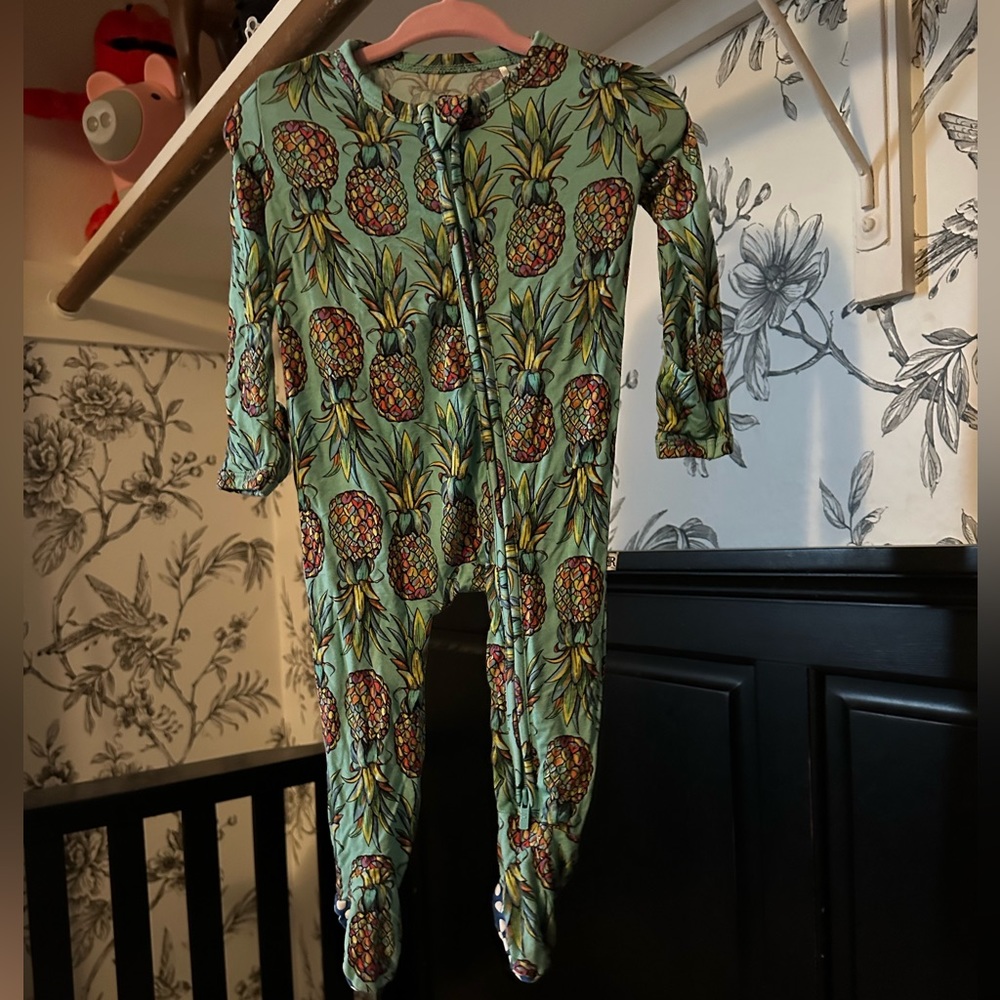 Bums and Roses Feelin Pine footed romper